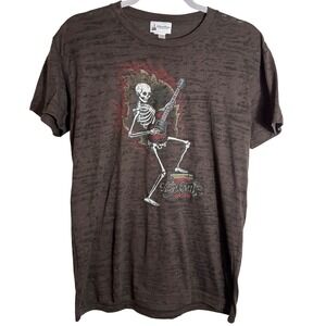 Disney Park Aerosmith Rock n Roller Coaster Skelton Guitar Burnout T-Shirt Large